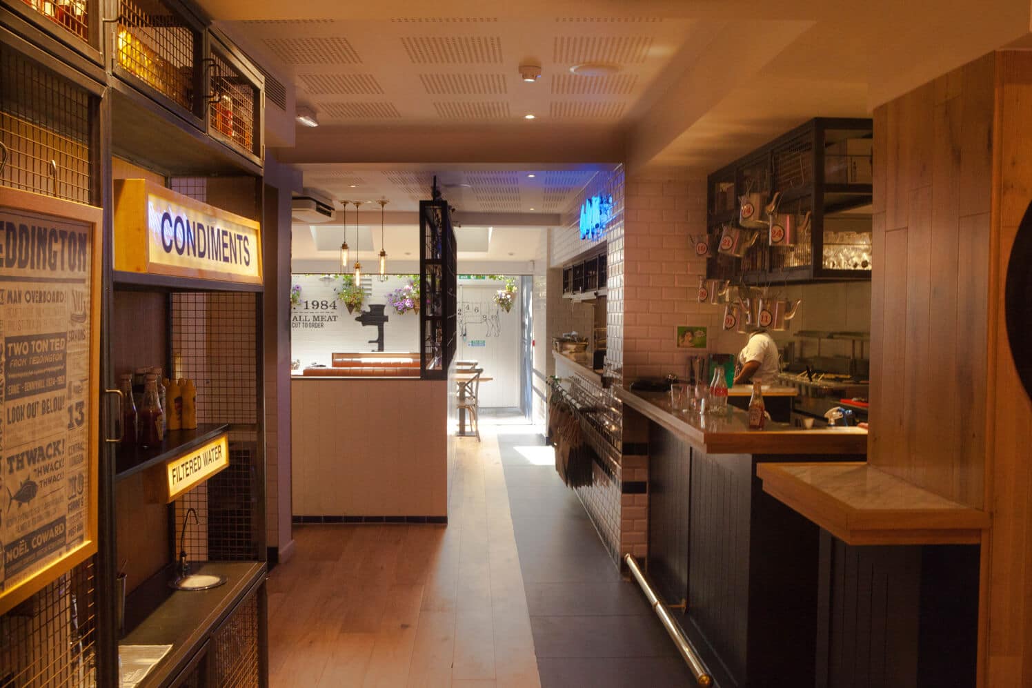 Ribs & Burgers Condiments & Kitchen Area