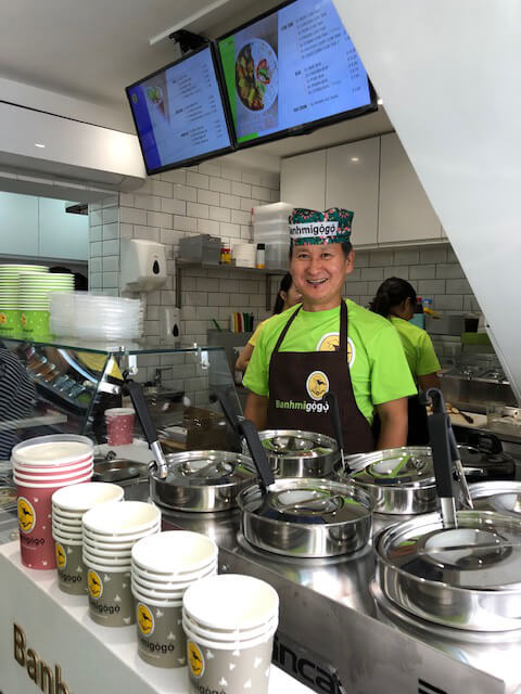 Employees Smiling at Banhmigogo