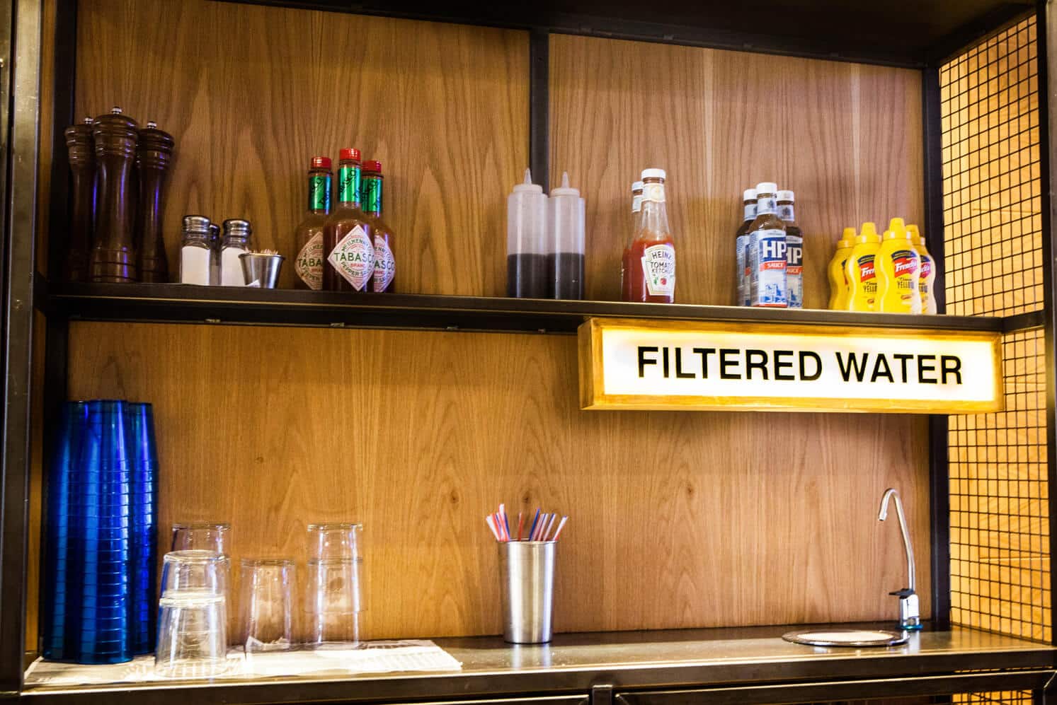 Ribs & Burgers Condiments & Filtered Water