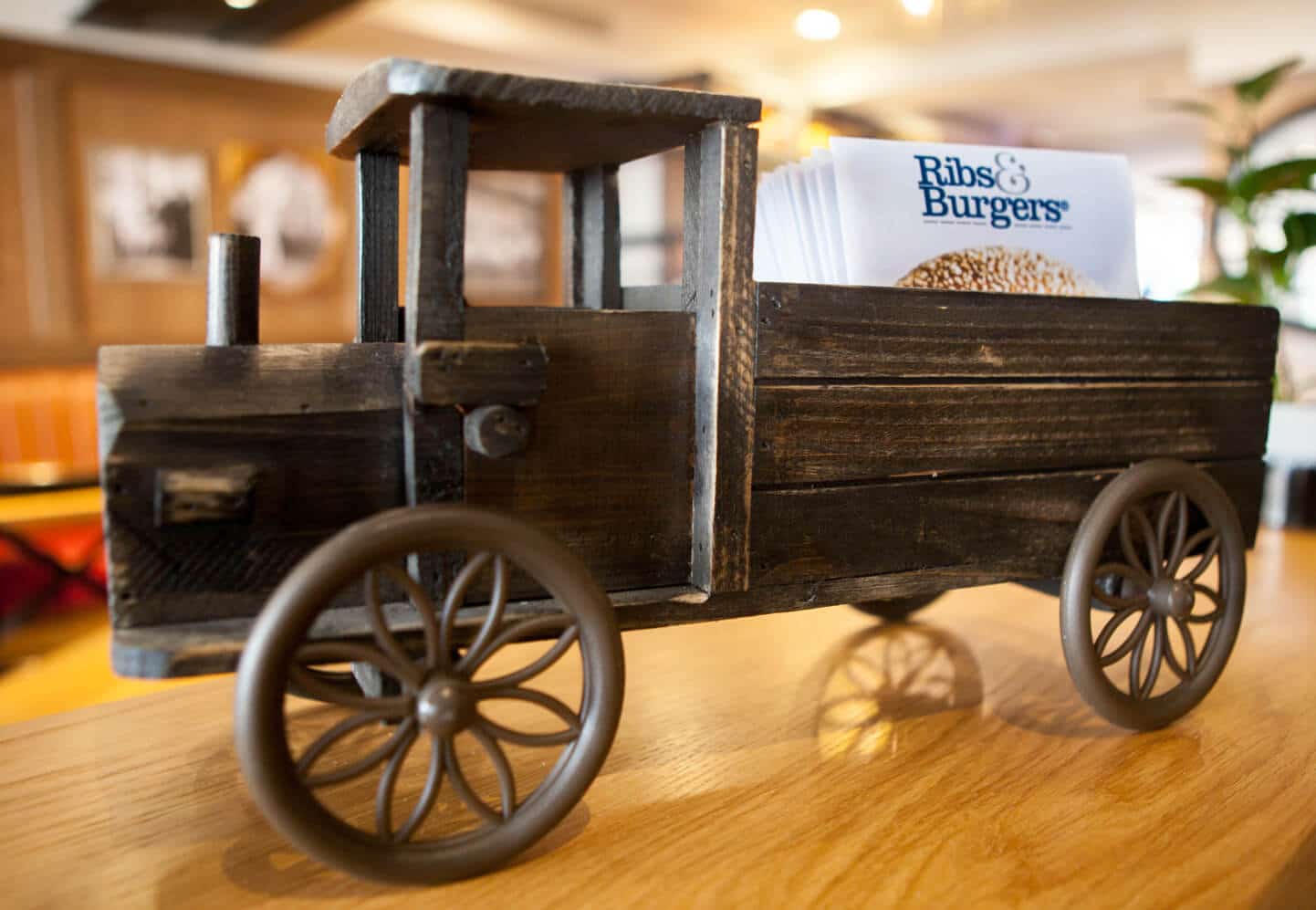 Ribs & Burgers Menu in Wooden Truck